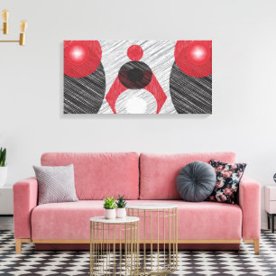 Abstrait moderne en toile rouge et noire