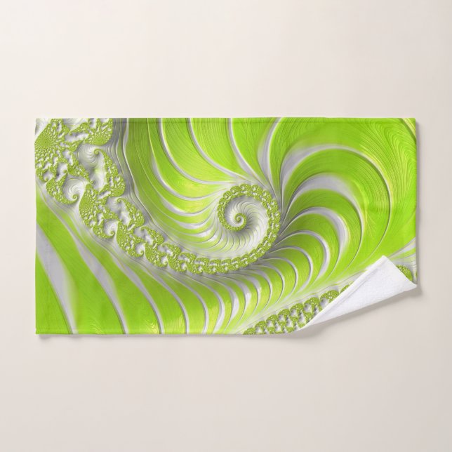 Abstrait Moderne Lime Green Spiral Fractal (Serviette à main)