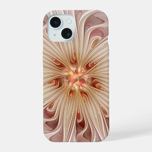 Abstrait Moderne Peach Pastel Flower Fractal Art (Verso)