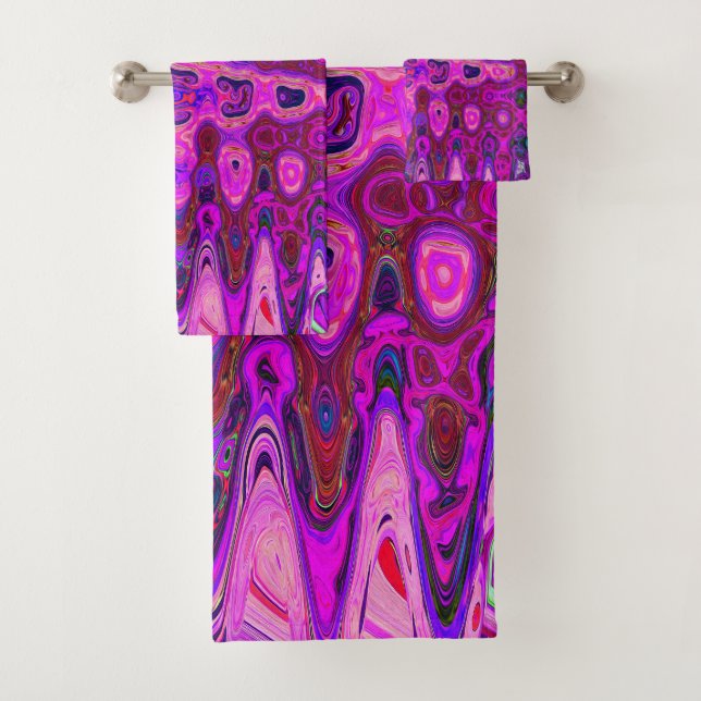 Abstrait Mosaic rose et violet Wavy Retro (En situation)