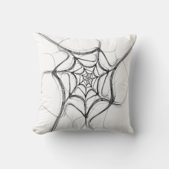 Abstrait noir et blanc Coussin fractal (Recto)