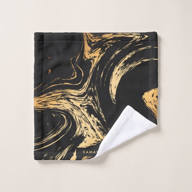 Abstrait noir et or (Gant de toilette)