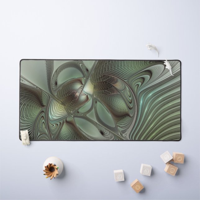 Abstrait Olive Sage Green Grey Fractal Art Imagina (Tableau pour enfants)