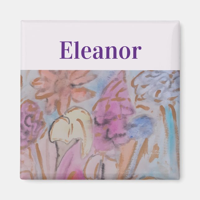 Abstrait Pastel Floral Magnet personnalisé (Devant)