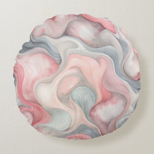 "Abstrait Pastel Round Coussin (Devant)
