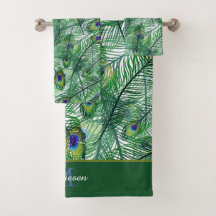 Abstrait Peacock Feathers Motif Monogramme