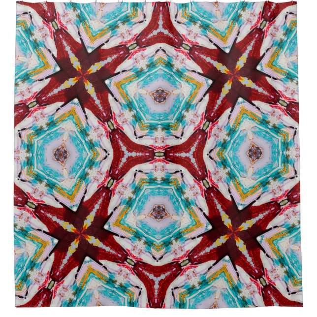 Abstrait rideau de douche rouge bleu jaune (Devant)