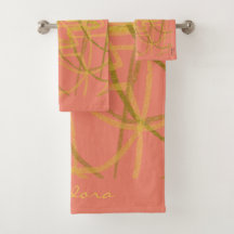 Abstrait rose or chic