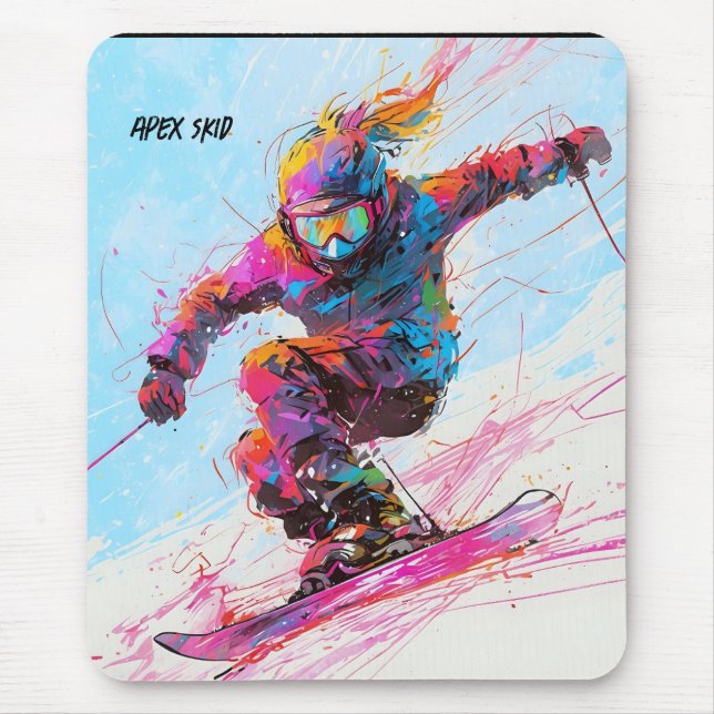 Abstrait skieur de neige descente tapis de souris (Devant)