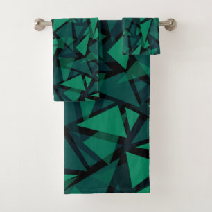 Abstrait vert émeraude polygonale motif jeter pil
