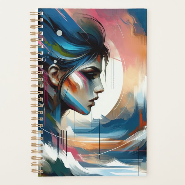 Abstraite femme face bleu brun planificateur (Devant)