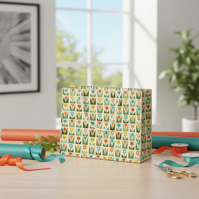 Abstraite Fleurs de printemps Grand sac cadeau (Créateur téléchargé)