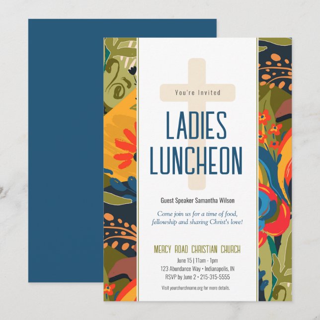 Abstraite Floral Ladies Church Invitation (Devant / Derrière)