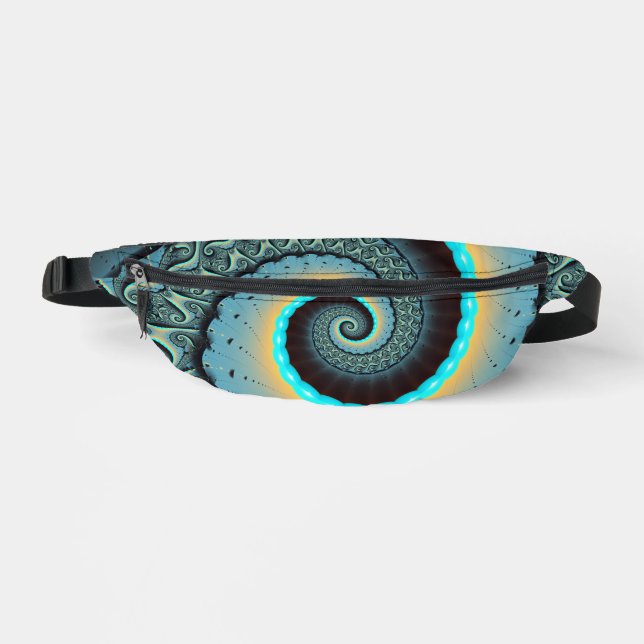Abstraite spirale d'art fractal bleu turquoise ora (Recto)