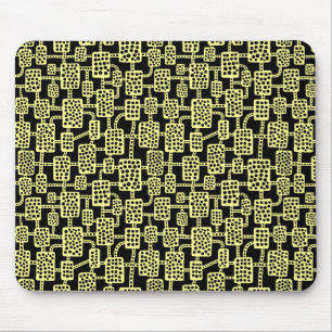 Abstrakt 041113 - Khalk Gelb auf Schwarz Mousepad