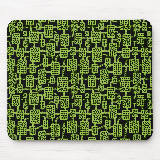 Abstrakt 041113 - Martian Green on Black Mousepad (Vorne)