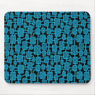 Abstrakt 041113 - Sky Blue on Black Mousepad