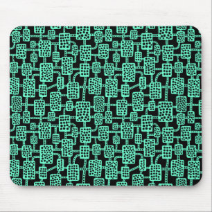 Abstrakt 041113 - Türkis auf Schwarz Mousepad