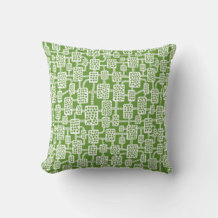 Abstrakt 041113 - White on Avocado Green Kissen