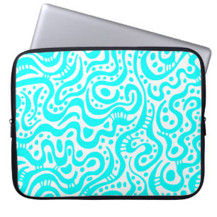 Abstrakt 041211 - Cyan und White Laptopschutzhülle
