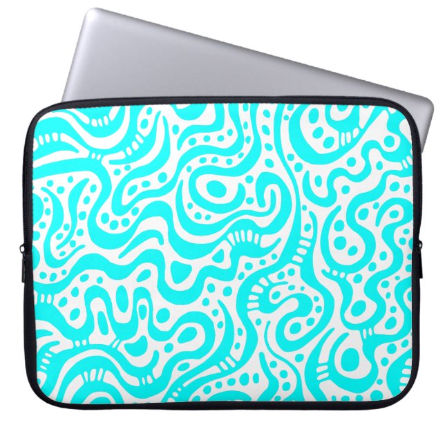 Abstrakt 041211 - Cyan und White Laptopschutzhülle (Vorderseite)