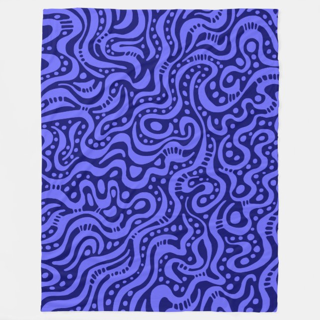 Abstrakt 041211 - Electric Blue on Deep Navy Fleecedecke (Vorderseite)