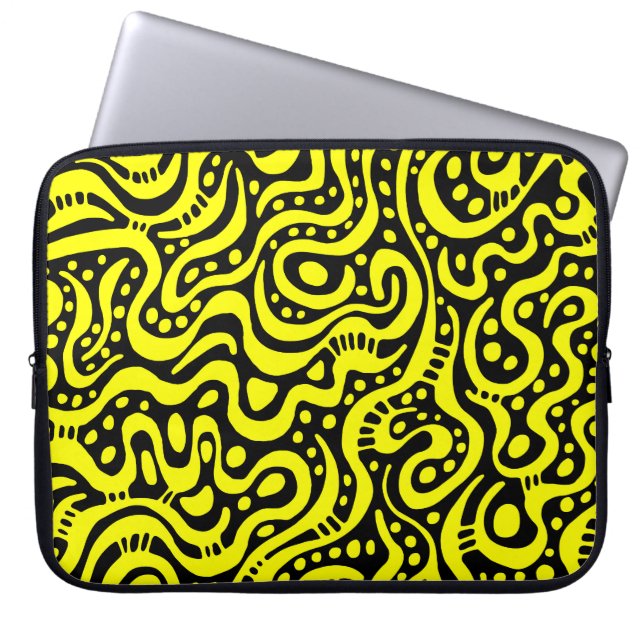 Abstrakt 041211 - Gelb und Weiß Laptopschutzhülle (Vorderseite)