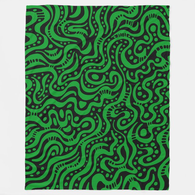 Abstrakt 041211 - Gras grün auf Schwarz Fleecedecke (Vorderseite)