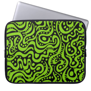 Abstrakt 041211 - Martian Green on Black Laptopschutzhülle
