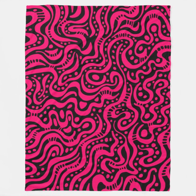 Abstrakt 041211 - Neon Red on Black Fleecedecke (Vorderseite)