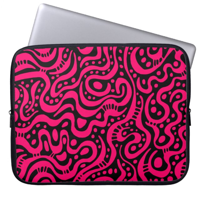Abstrakt 041211 - Neon Red on Black Laptopschutzhülle (Vorderseite)