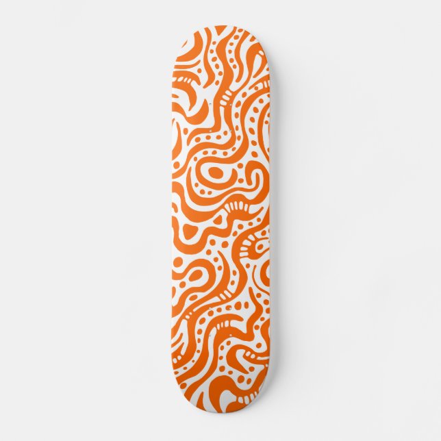 Abstrakt 041211v1 - Orange auf Weiß Skateboard (Vorderseite)