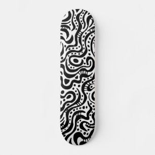 Abstrakt 041211v1 - Schwarz auf Holz Skateboard