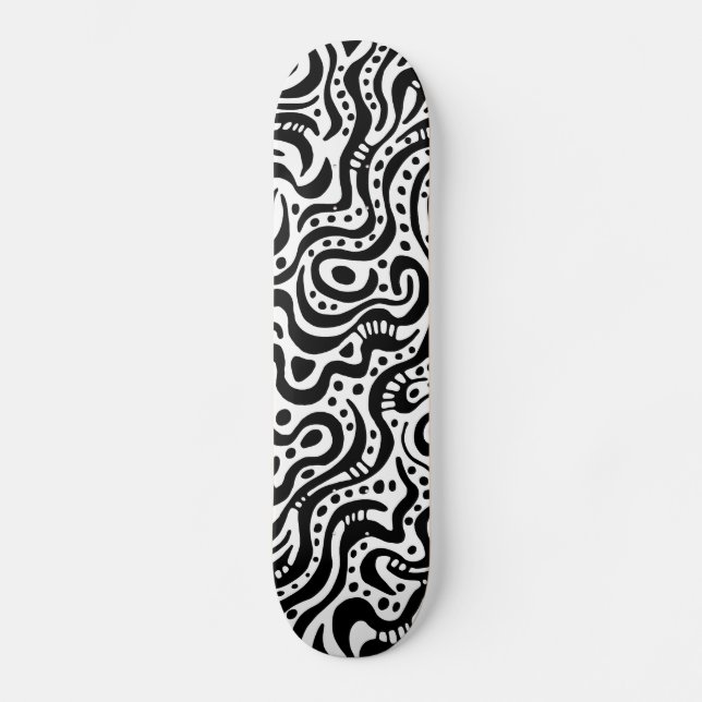 Abstrakt 041211v1 - Schwarz auf Holz Skateboard (Vorderseite)