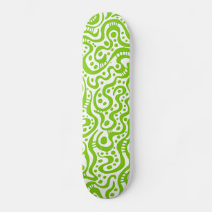 Abstrakt 041211v3 - Martian Green on White Skateboard