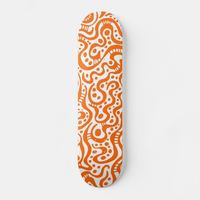 Abstrakt 041211v3 - Orange auf Weiß Skateboard (Vorderseite)