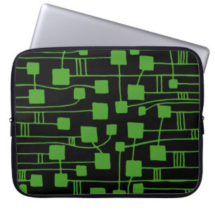 Abstrakt 111211 - Avocado Green auf Schwarz Laptopschutzhülle