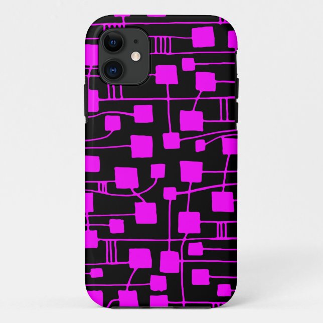 Abstrakt 111211 - Magenta auf Schwarz Case-Mate iPhone Hülle (Rückseite)