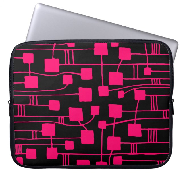 Abstrakt 111211 - Neon Red on Black Laptopschutzhülle (Vorderseite)
