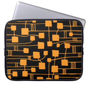 Abstrakt 111211 - Orange in Schwarz Laptopschutzhülle
