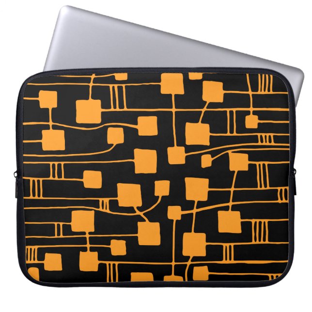 Abstrakt 111211 - Orange in Schwarz Laptopschutzhülle (Vorderseite)