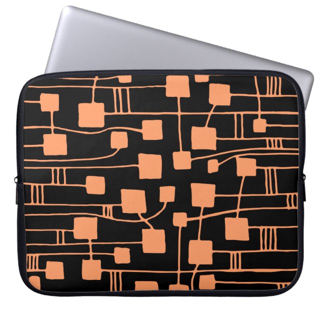 Abstrakt 111211 - Peach on Black Laptopschutzhülle (Vorderseite)