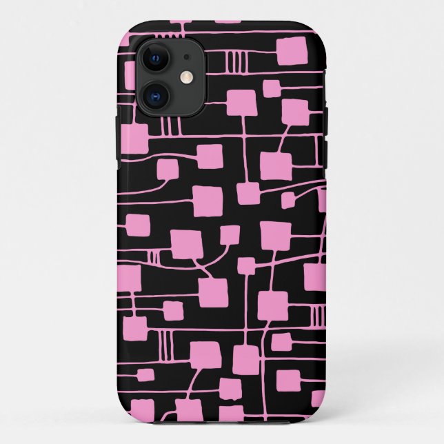 Abstrakt 111211 - Rosa auf Schwarz Case-Mate iPhone Hülle (Rückseite)