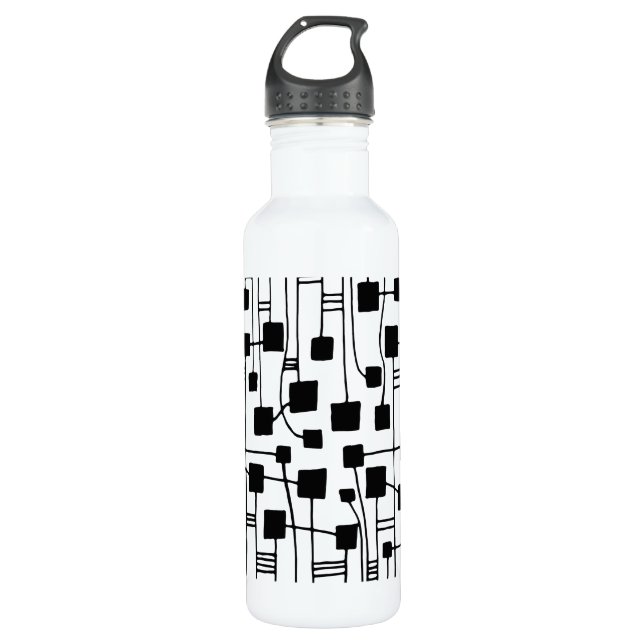 Abstrakt 111211 - Schwarz Trinkflasche (Vorderseite)