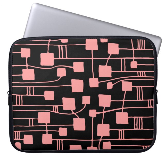 Abstrakt 111211 - Weich rosa auf schwarz Laptopschutzhülle (Vorderseite)