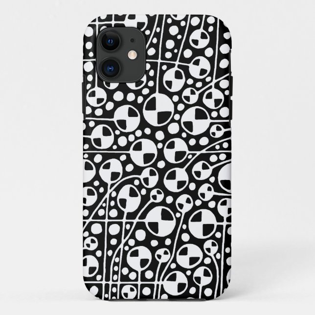 Abstrakt 130112 v5 White auf Black iPhone Case (Rückseite)