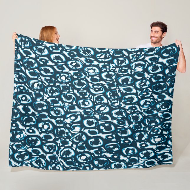 Abstrakt 190819 - 02 - Indigo Style Fleecedecke (Beispiel)