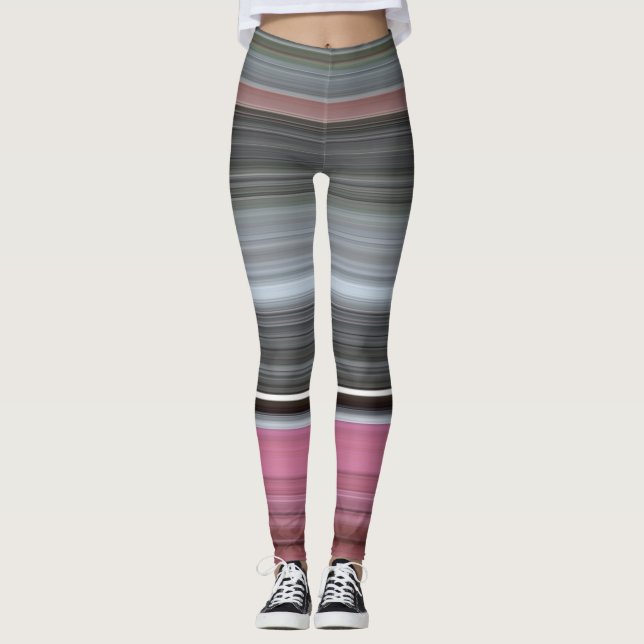Abstrakt #1: Rosa und grau Leggings (Vorderseite)