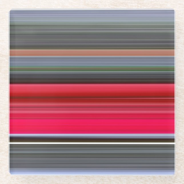 Abstrakt #1: Rot und Grau Glasuntersetzer (Vorderseite)