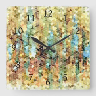 Abstrakt 22 Mosaik Quadratische Wanduhr